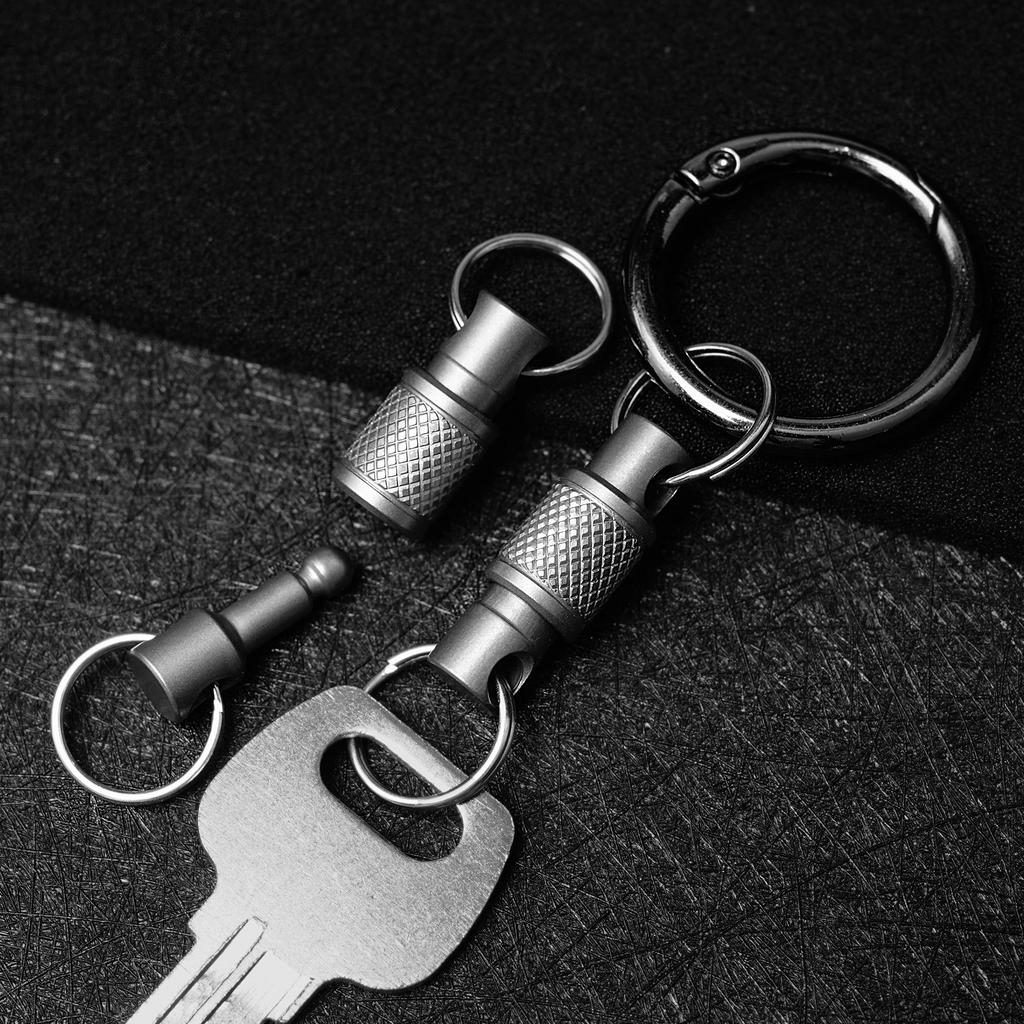 Titanium Alloy Keychain Outdoors EDC Tool Double Headed Quick Pull Buckle Removable Portable Mountaineering Buckle