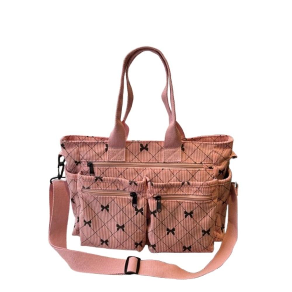 Large Capacity Underarm Tote Bag Bowknot Print Commuting Handbag Trendy Women s Shoulder Bag  Daily