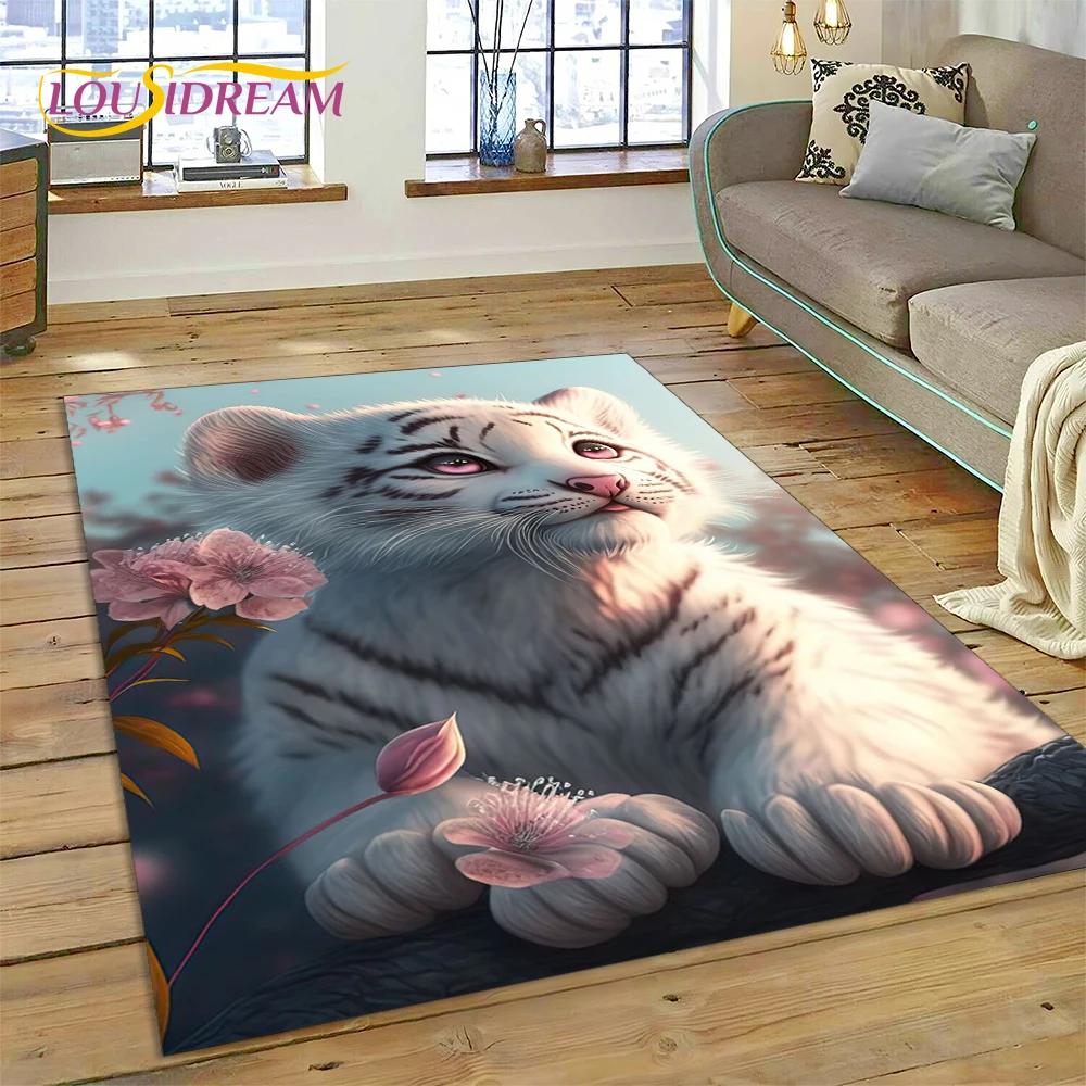 3d besta tigre leão animal vida selvagem dos desenhos animados tapete para casa sala de estar quarto sofá capacho decoração, área do miúdo tapete antiderrapante