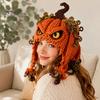 DIY Animal Hood Hat Halloween Crochet Kit, Skull Spider Bat Beginner Friendly Yarn Kit Spooky Pumpkin Earflap Craft for Adults Teens, Autumn