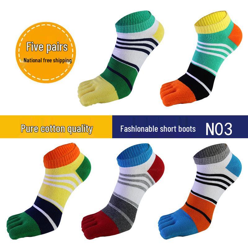 Men's Sweat-Absorbing Cotton Five-Toe Sports Socks