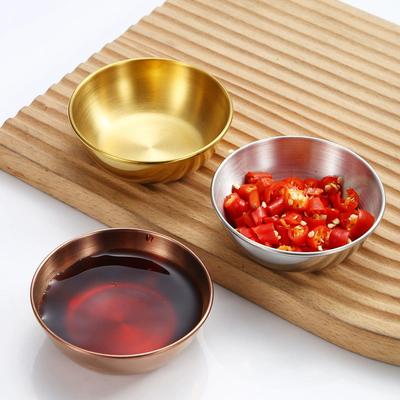 Golden Stainless Steel Round Sauce Dish for Home & Restaurant Use