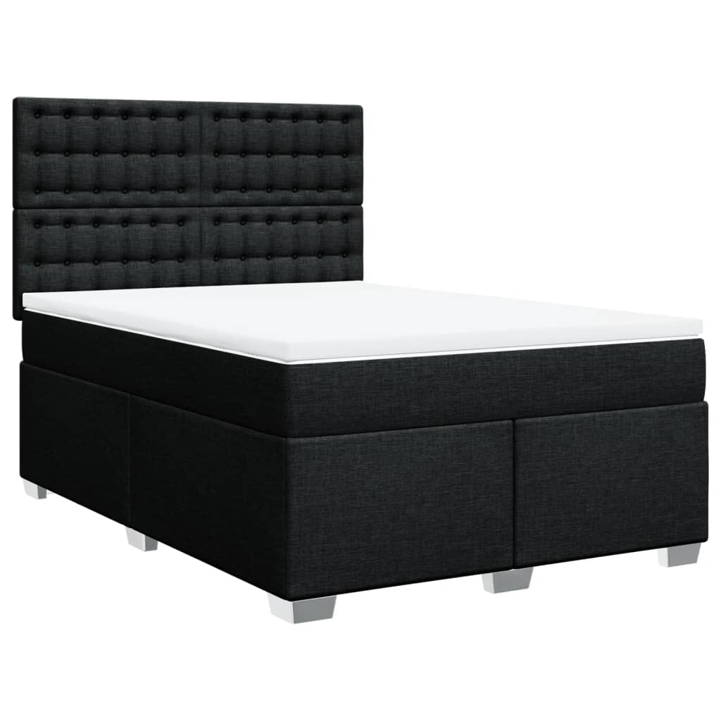 Vidaxl Continental Bed With Mattress, Black, Fabric 160X200 Cm