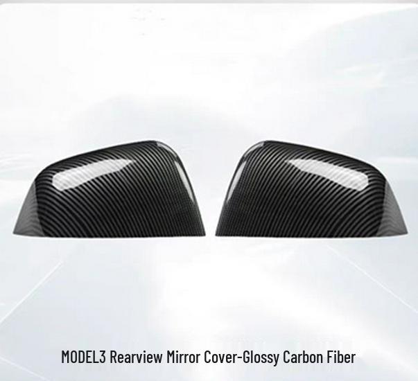 Tesla Model Y/3 Carbon Fiber Texture Rearview Mirror Cover – Backup Camera Shell Protector