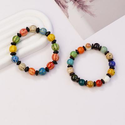 Jingdezhen Keramik Perlen bunte Blumenglasur Armband Schmuck Zubehör Heiß verkaufender Perlenstand Großhandel
