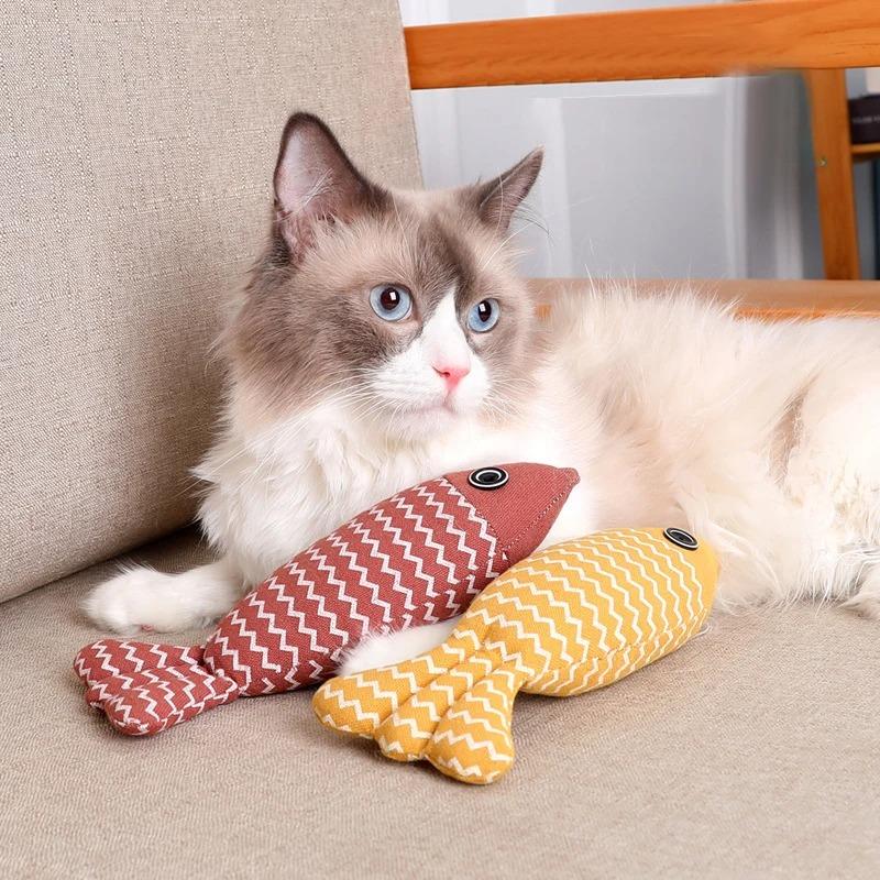Plush Wavy Little Fish Cat Toy for Kitten Exercise and Play Indoor Cat Toy Pillow for Pets Household Supplies