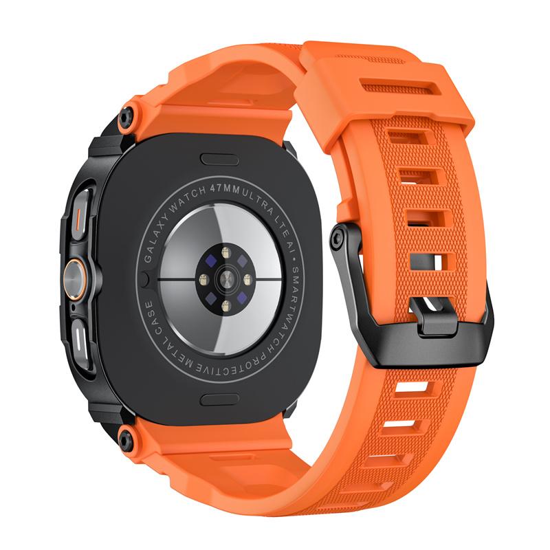 Metal Case+Strap for Samsung Galaxy Watch Ultra 47mm Strap Silicone Breathable Strap Replacement Band for Samsung Galaxy Ultra 2025/2024 Correa