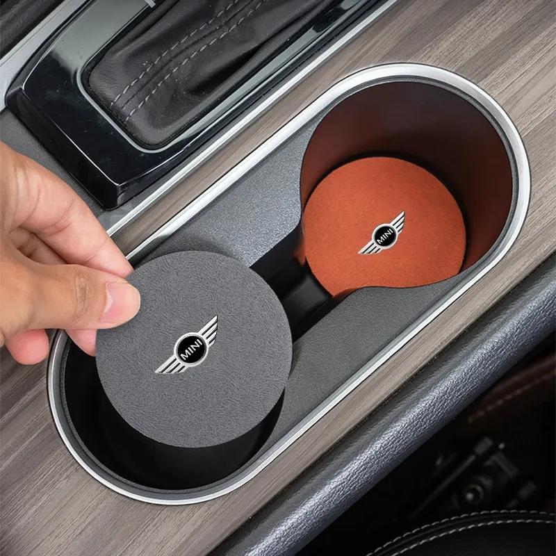 2Pcs Suede Car Water Cup Bottle Holder Anti-slip Mat Pad for BMW MINI F55 F56 R60 R59 R58 WORKS One Cooper JCW R57 R56 R55