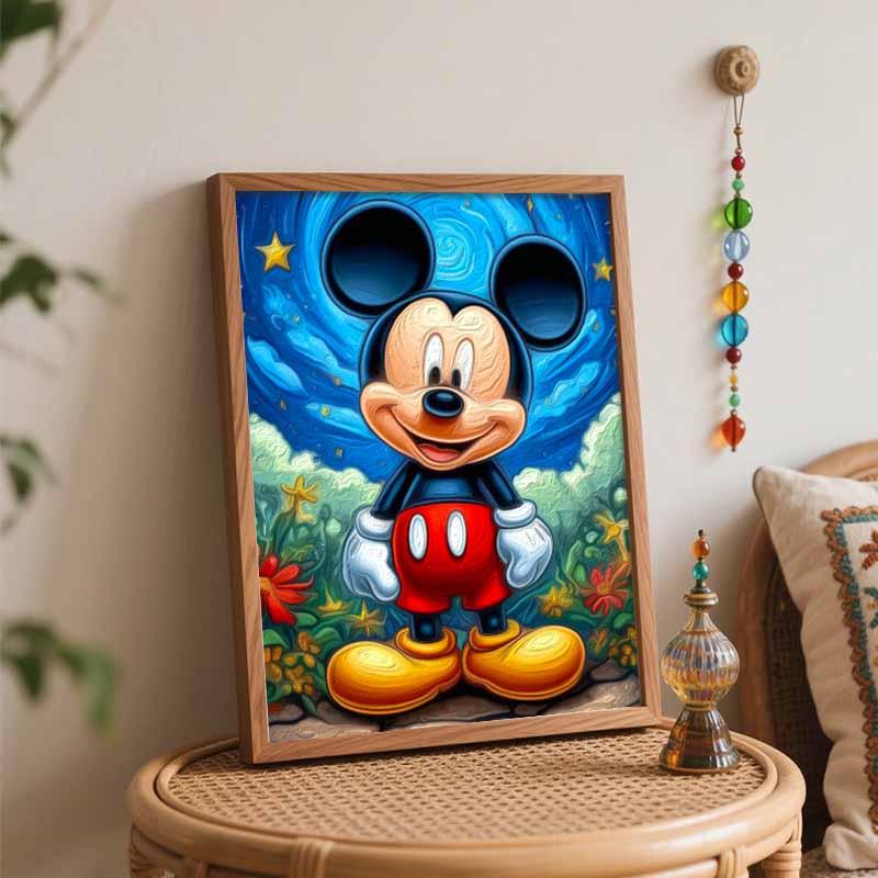 Disney Mickey Mouse Paint By Number Kit Drawing Canvas DIY Picture Home Decor Starry Night Flower Garden Cartoon Art Wall Gift 130
