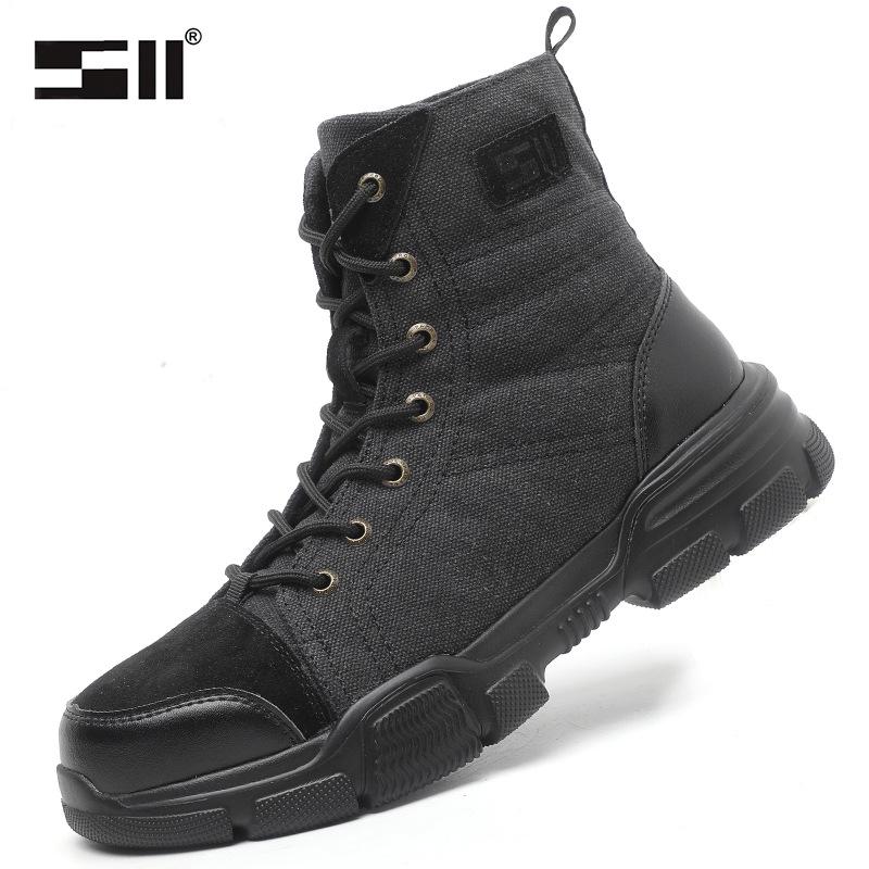 Men s Breathable Cowhide Safety Boots: Anti-Smash, Anti-Puncture, Steel Toe, Non-Slip, Durable.