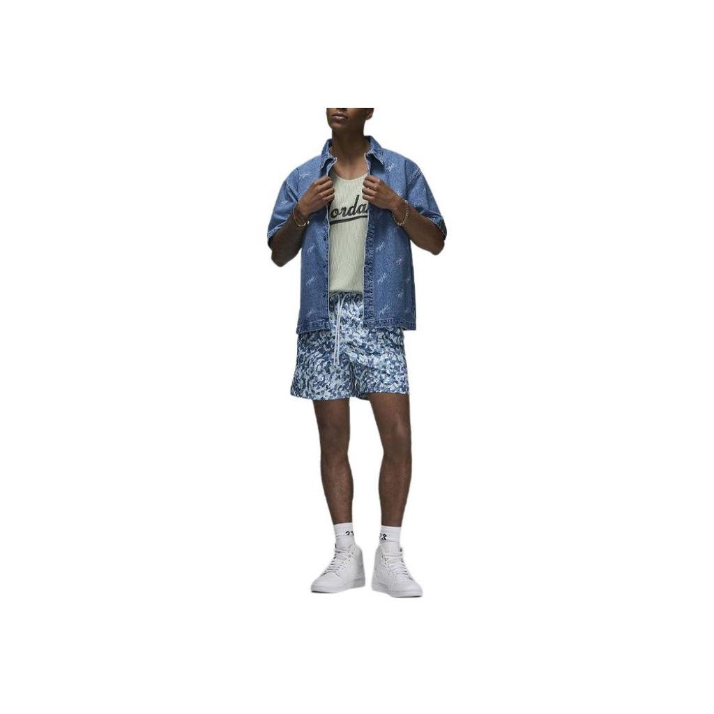 Jordan Essentials All-Over Print Comfortable Straight-Leg Casual Shorts Men bottoms Blue FN4635-423
