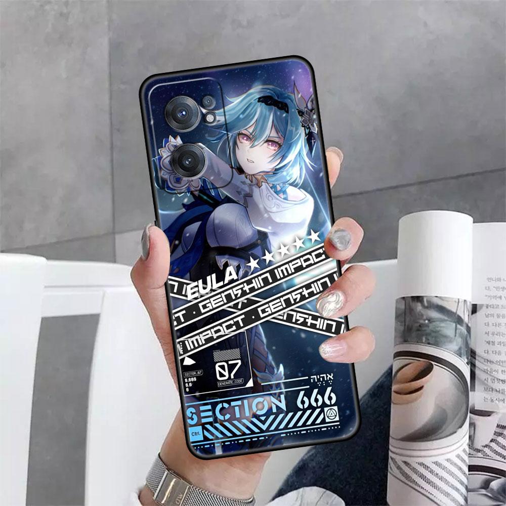 Phone Black Case for OnePlus Nord 2 5G 8T 10 9 7 8 Pro 10T For Oppo A53 A16 A15 A54 A74 Silicone Funda Genshin Impact Anime