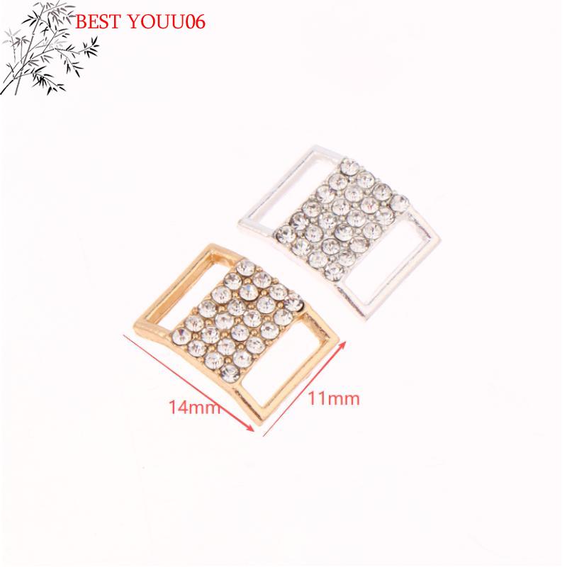 (YOUU06)10 Pezzi 10*15MM Connettore Fibbia per Bikini Strass Catena in Lega Fibbia Decorativa per Costume da Bagno Accessorio Gioielli Fai da Te