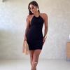 2026 European & American Cross-border Women's Halter Neck Sleeveless Sexy Backless Hip-Hugging Sweater Skirt
