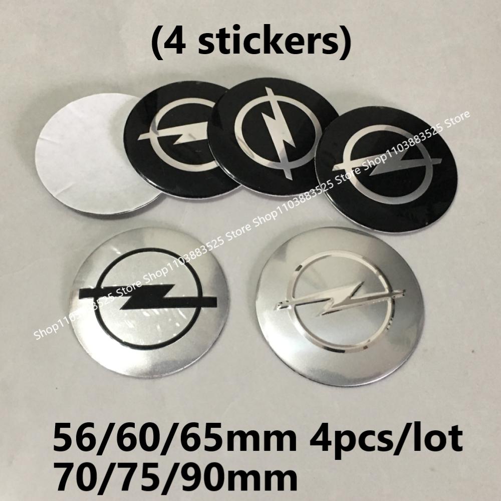4ks 56/60/65/70/75/90mm Krytky středů kol Samolepky pro Opel Antara Astra Vectra Zafira Omega Corsa Gsi Turbo Cors OPC Line