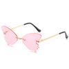 Women's personalized rimless sunglasses, European and American fashion butterfly glasses street show sunglasses rimless women