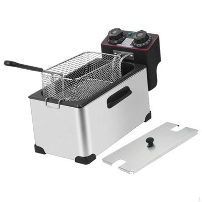 Kommerzieller elektrischer Frittierer, 3L, Abnehmbarer Tank, Edelstahl, Einzelner Tank für Straßenstände