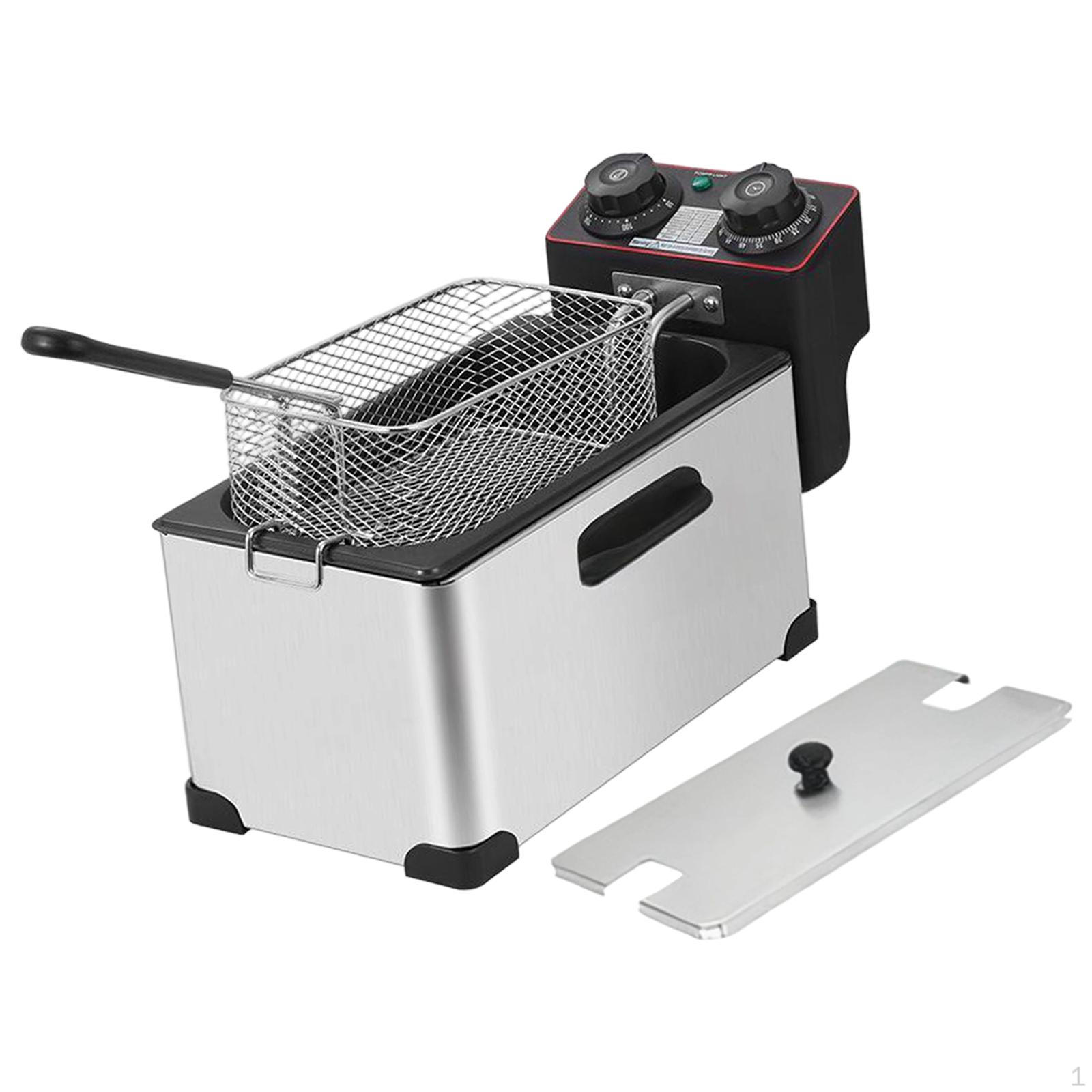 

Commercial Electric Fryer, 3L, Removable Tank, Stainless Steel, Single Tank for Street Stalls 17.5cmx41cmx24cm