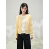 Women's High-Quality Milk Yellow Cable Knit Cardigan - Long Sleeve Sweater for Autumn 2026