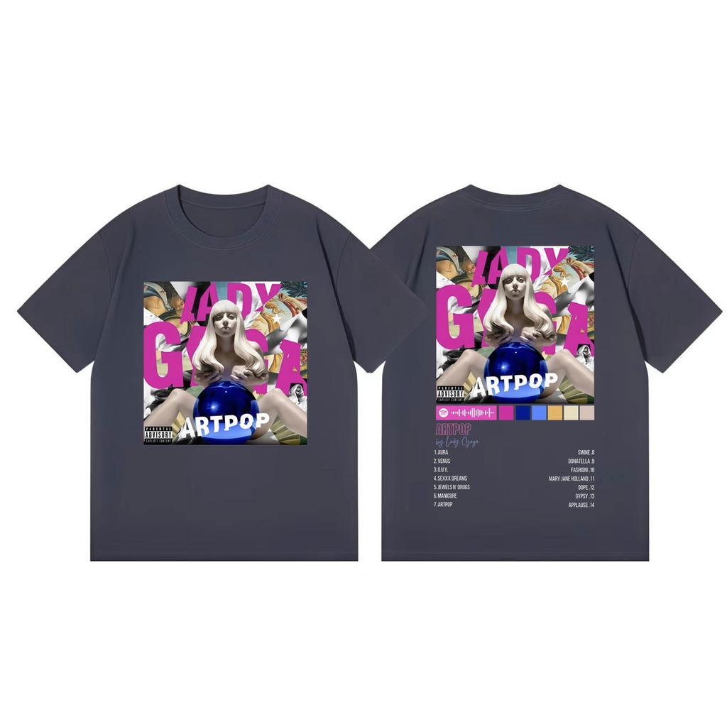 Lady Gaga Album Poster Graphic T Shirts Streetwear Fashion Y2k Oversized Tshirt Men Women Clothing High Quality Cotton Tshirts