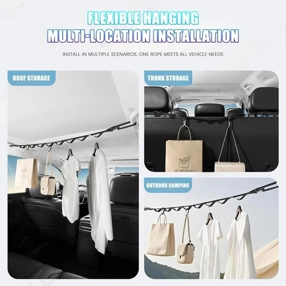 Rope Design Car Clothesline 10KG Bearing Capacity Clothes Storage Hanger Car Interior Use