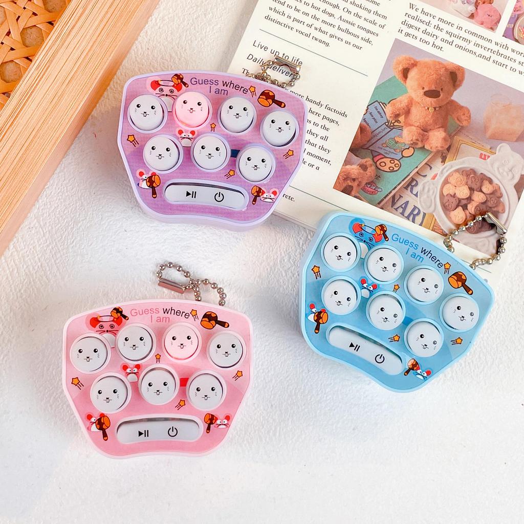 Mini Cartoon Whack-a-Mole Handheld Game Keychain - Fun Puzzle Toy for Students