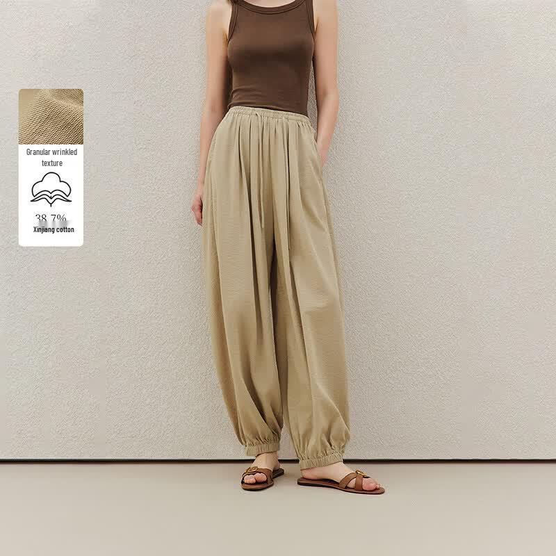 

INMAN Women s Vintage Drawstring Wide-Leg Lantern Pants M