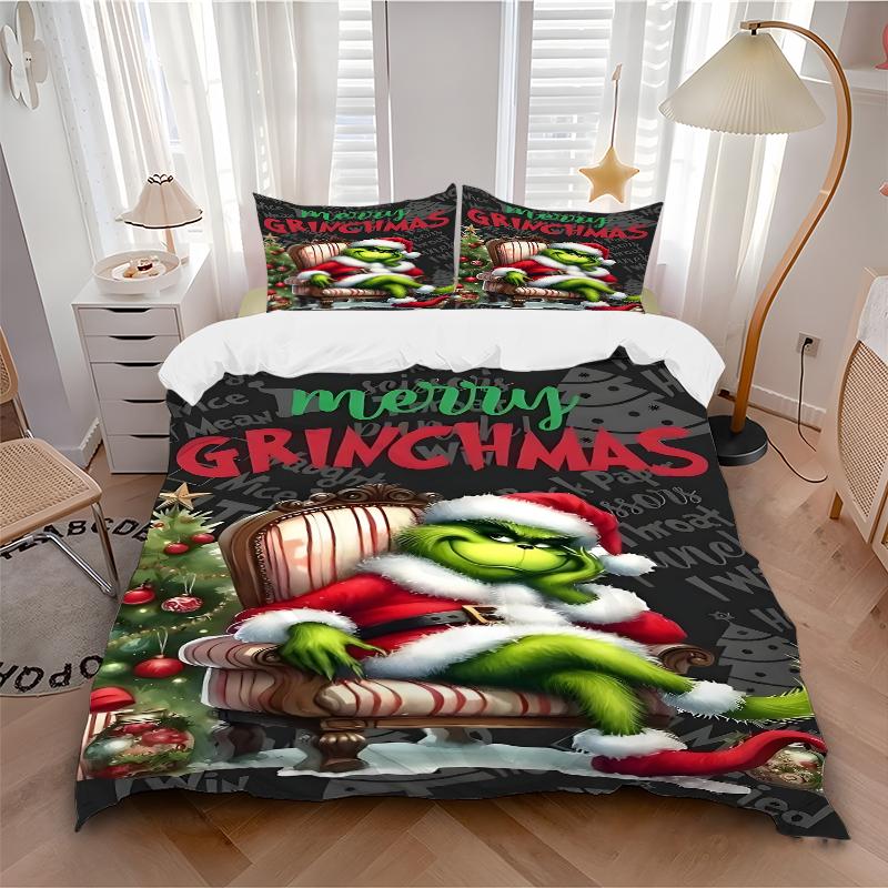 3ks Grinch Vánoční Oslava Povlečení Pro Všechny Velikosti Nové 3D Tištěný Přehoz na Postel Přikrývka Povlak na Peřinu Povlak na Polštář Dekorace Ložnice