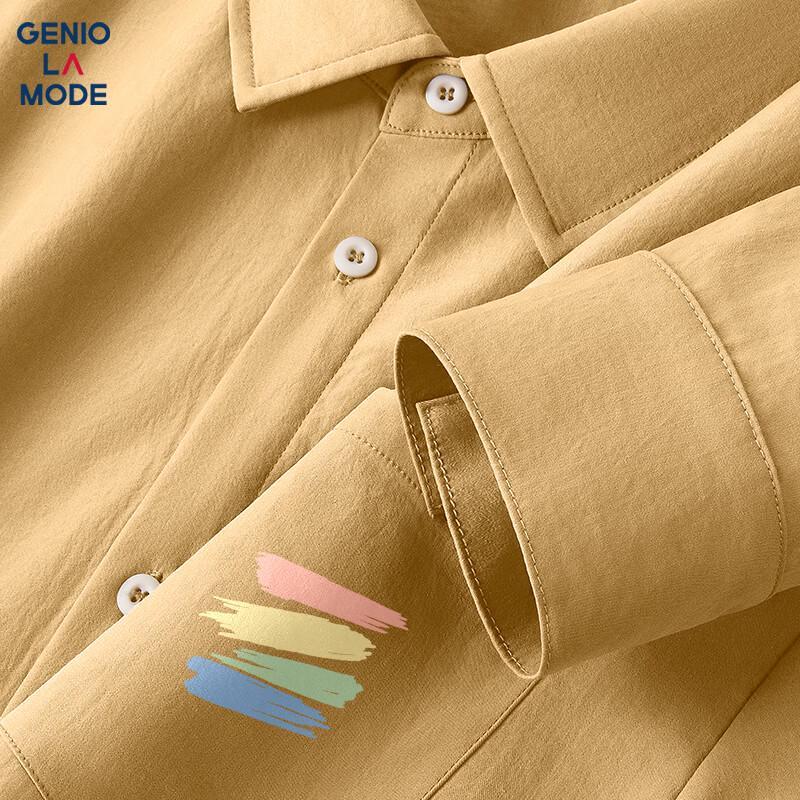 GENIOLAMODE Men s Ice Silk Long-Sleeve Casual Shirt XL