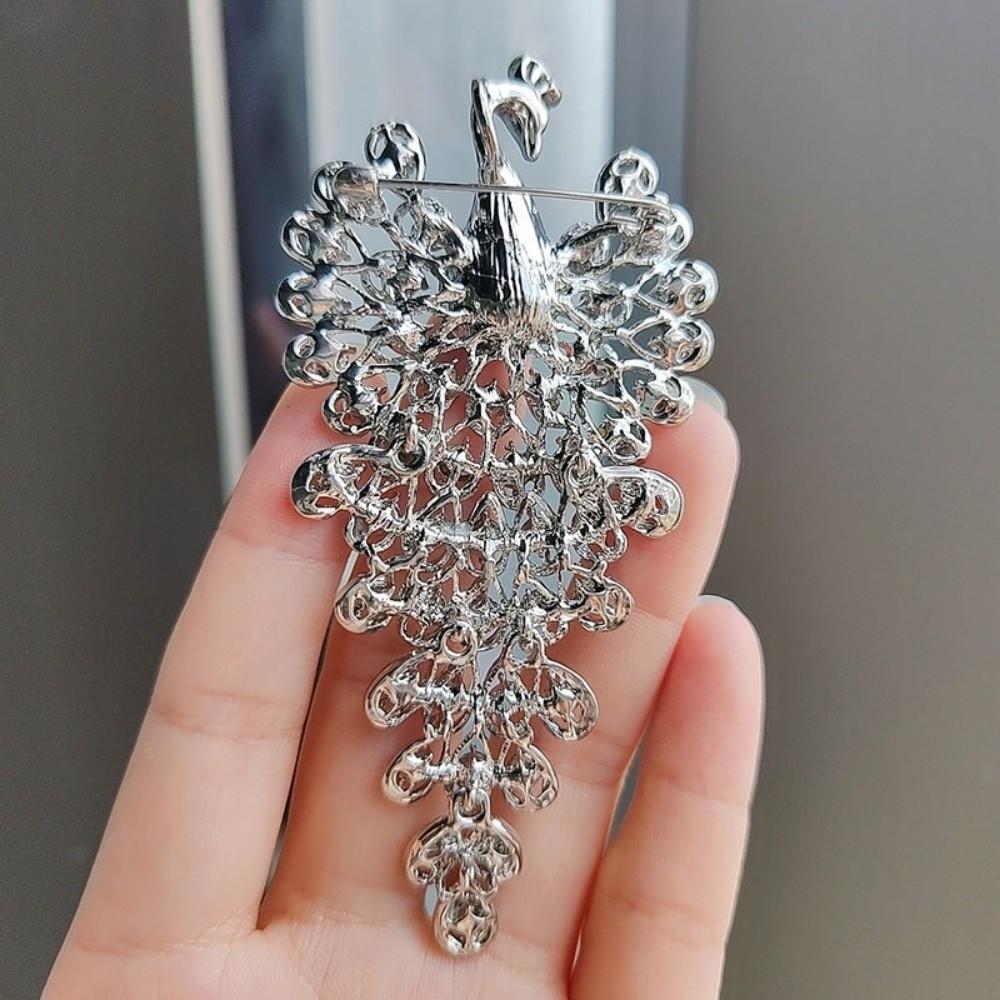 Crystal Peacock Rhinestone Brooch Colorful Chest Flower Pin Vintage Phoenix Brooch Clip For Suits