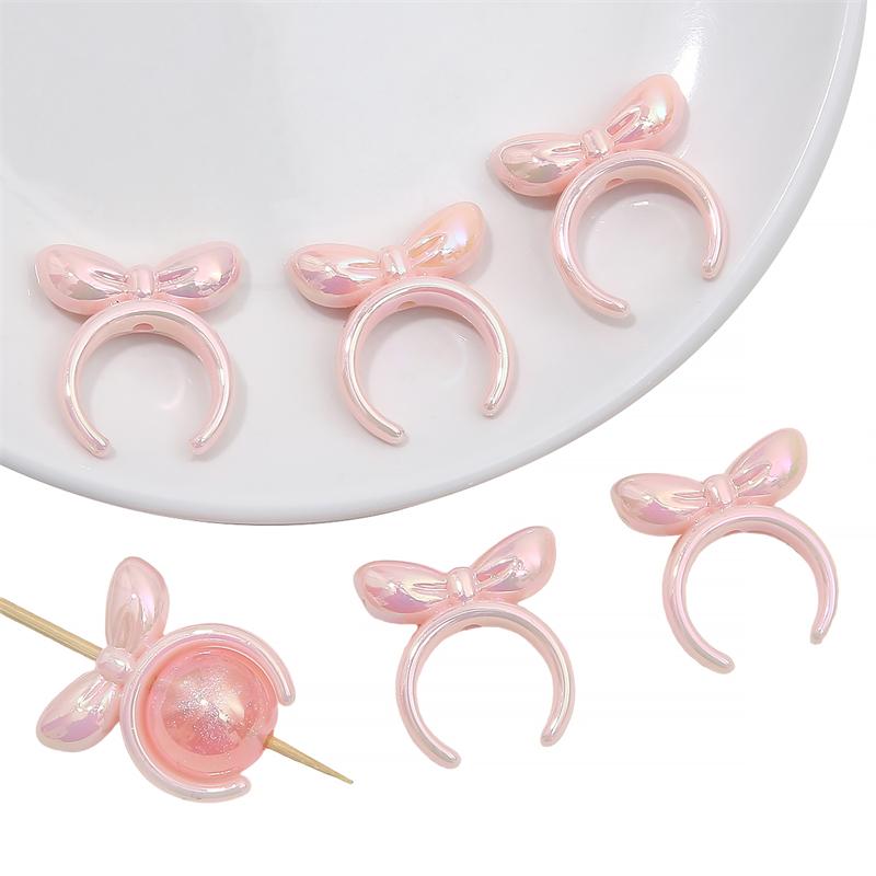 

4 шт. 25 мм акриловые бусины с бантиком в виде кролика, подвески для ожерелья, брелок, сделай сам, изготовление ювелирных изделий 25*27mm 4pcs/pack