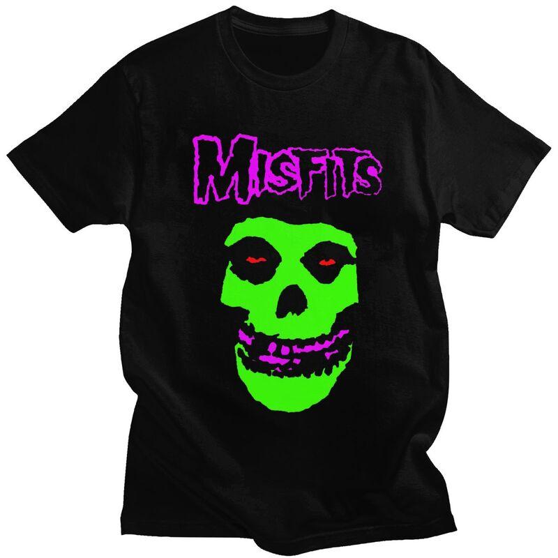 Custom Horror Punk Rock Misfits Skull T Shirt for Men 100 Cotton Tshirt Leisure Tees Tshirts Slim Fit