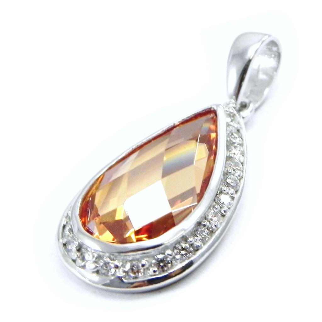 Les Trésors De Lily [B9569] - White Amber 'Sissi' Silver Pendant