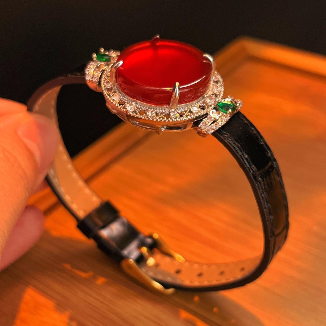 Jade Red Lighting Natural Chalcedony Bracelet Agate Bracelet, Real Shot