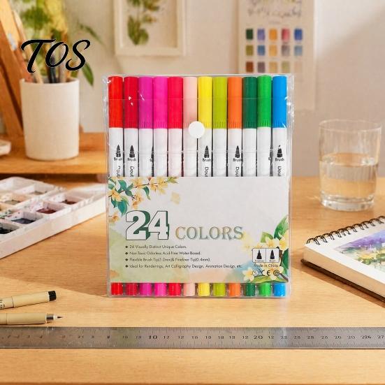Double-ended Markers Drawing Set, with Brush And Fine Point Tips, Washable Art Supplies for School Water-soluble Ink Supplies, Hand-Drawn Creation