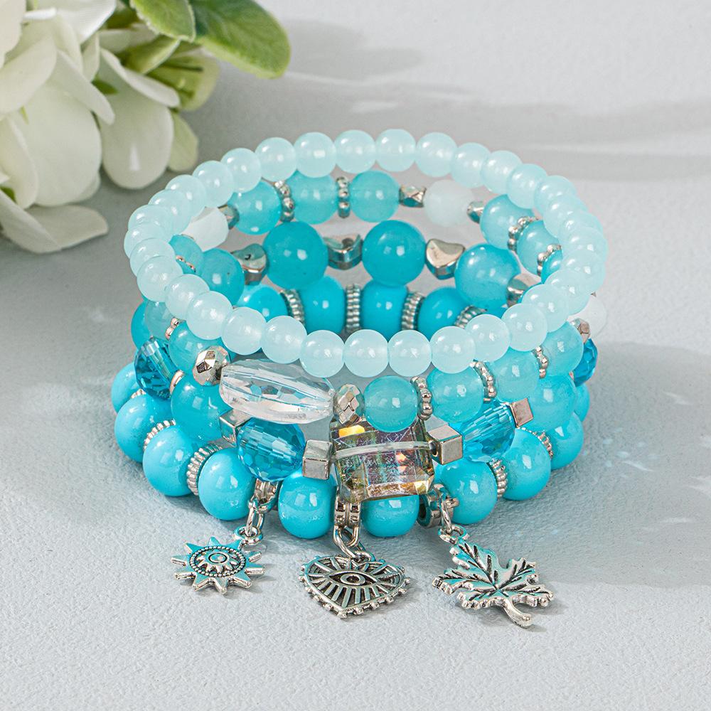 JYL TS Bracelet Heart  Multi-layer Enhances Elegance & Romance Lake Blue зелёный