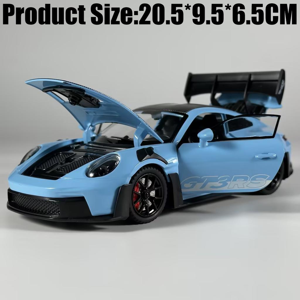 1:24 Porsche 911 GT3 RS 992 Generation GT Sports Car Alloy Metal Diecast Model Car Sound & Light Pull Back Toy Collectibles Gift