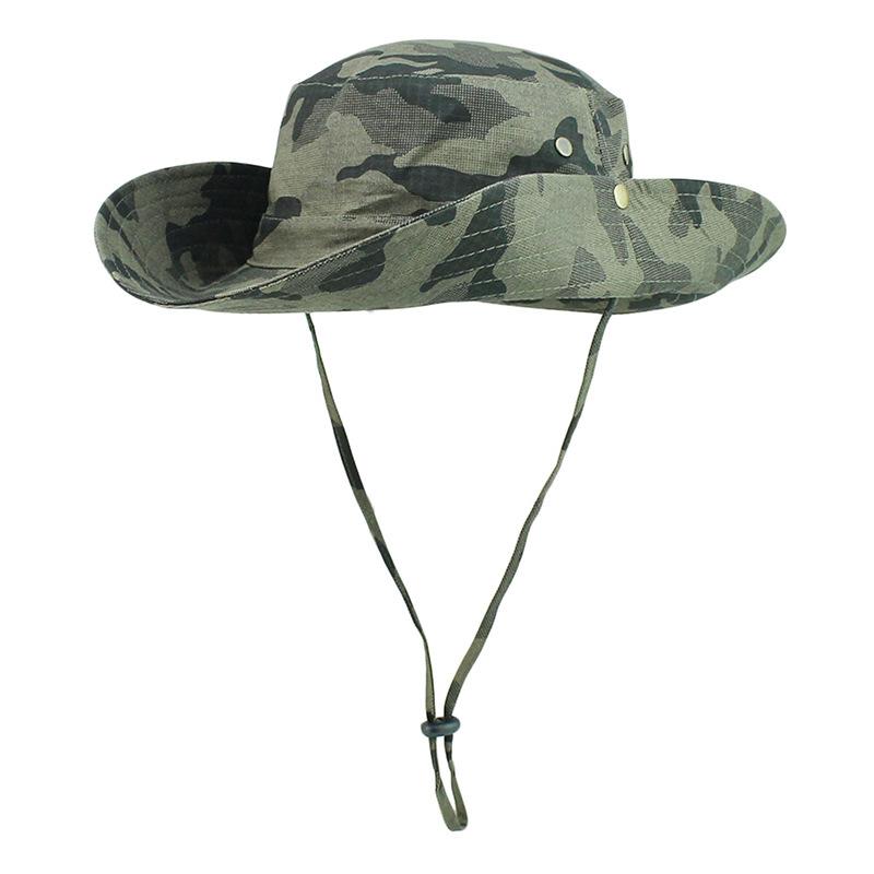 Men's Camouflage Fisherman Hat Women's Big Brim Trend Jungle UV Protection Outdoor Fishing Hunting Travel Hiking New Bucket Hat