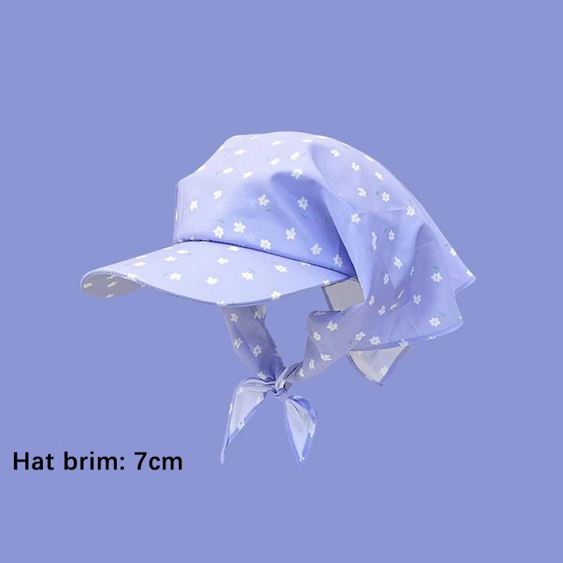 Japanese Fresh Flower Printing Strap Headscarf Caps For Women Spring And Summer Travel Versatile Sunscreen Sun Hats