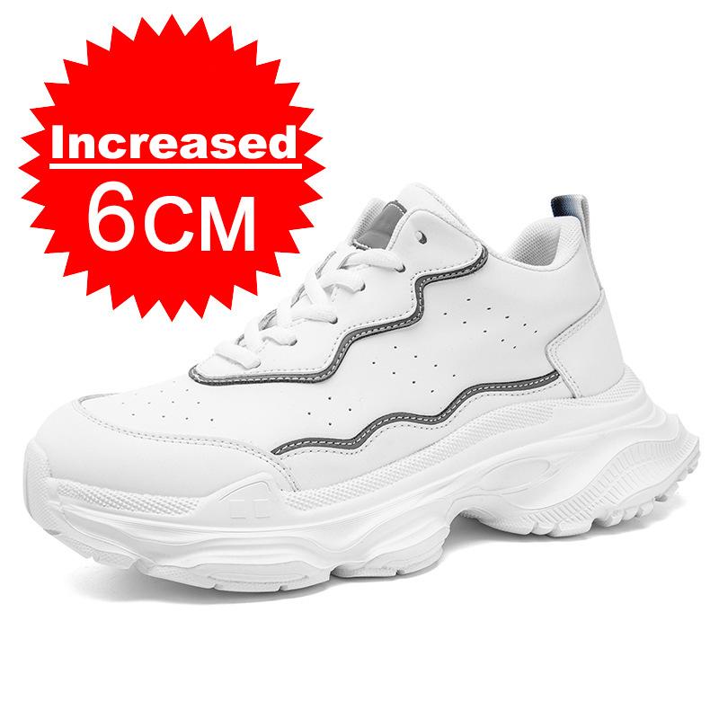 Luxury Elevator Shoes Men's Sneakers Height Increasing Invisible 6/8/10CM Heighten Sports Man Taller Lift White Thick Sole Shoes