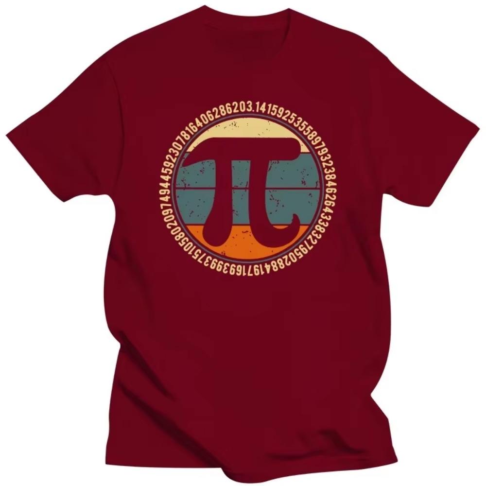 Vintage Retro Pi Tshirt Men Pure Cotton Urban T-shirt Short Sleeved Algebra Shirt Math Teacher Tee Tops Loose Fit Clothing Gif