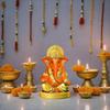 Handcrafted Orange Ganesha Idol for Car Dashboard Item: Ganesh Ji, Ganpati Bappa Murti for Home Decor - Exquisite Car God Idols