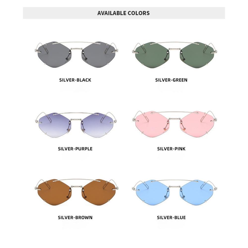 Metal frameless sunglasses for fashion shows personalized unisex small frame irregular trendy eyewear