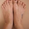 Exquisite Crystal Toe Chain Personality Gold Color Fine Chain Fingering Together Anklets for Women Charm Jewelry Accessory Gifts