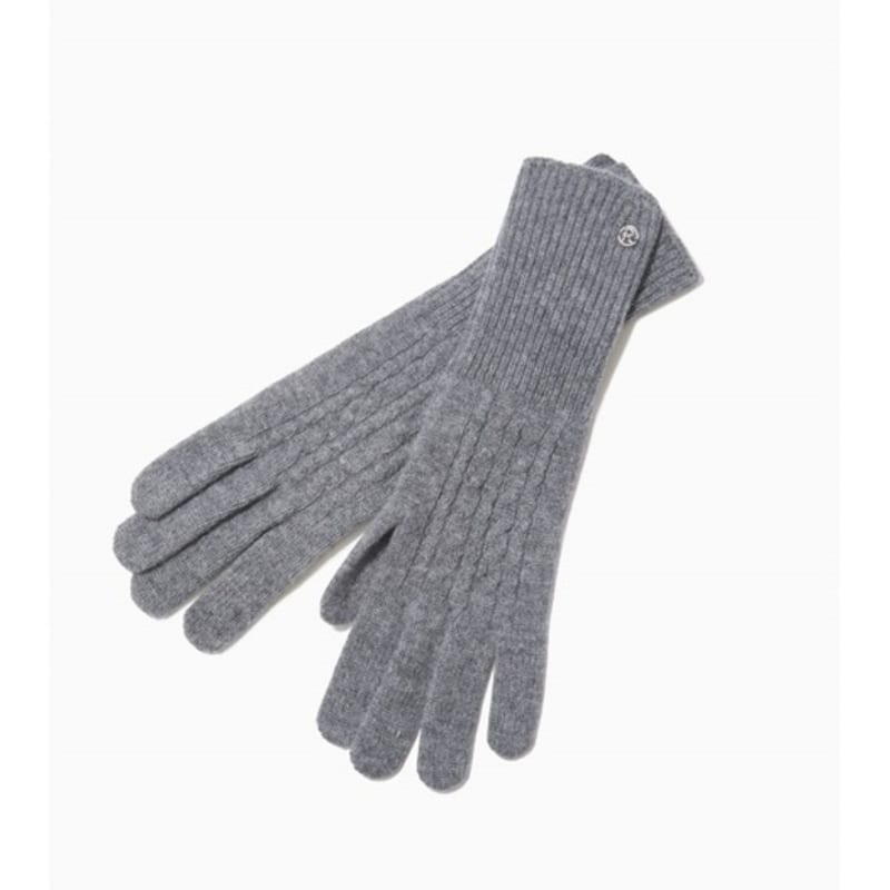ROUGE & LOUNGE Cashmere Blend Cable Gloves (light grey)_RA2F9AGL101WLG