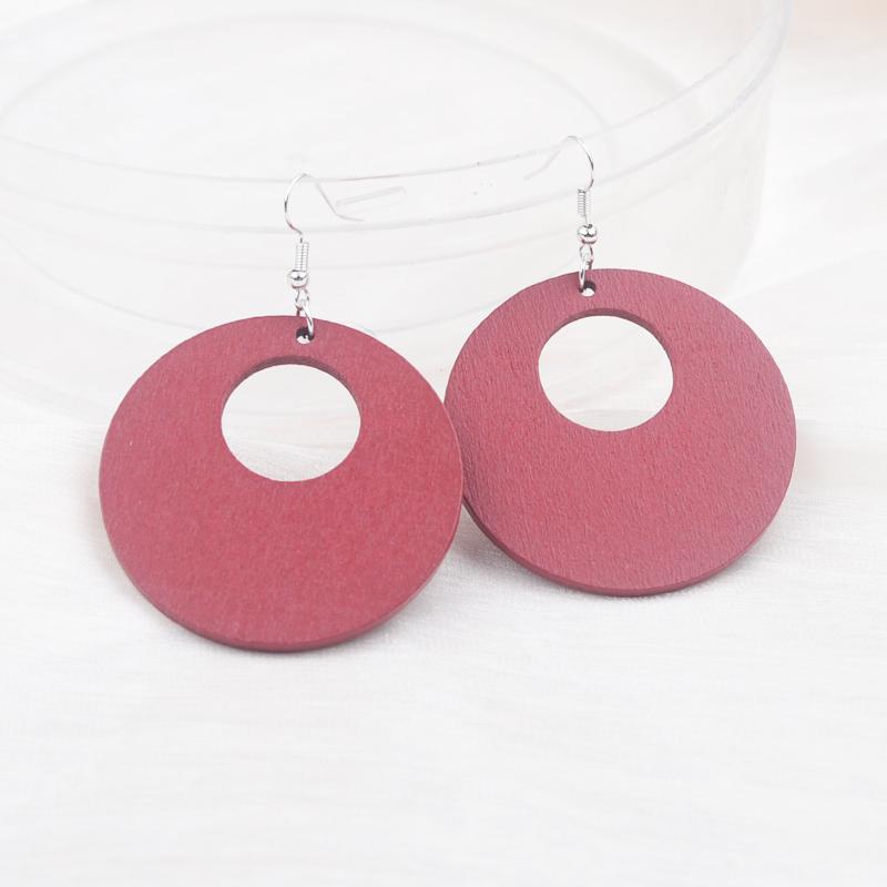 Bohemian Hohl Große Runde Hängende Ohrringe für Damen Geometrie Holz Ohrhänger Hochzeitsparty Trendiger Vintage Haken Schmuck Geschenk
