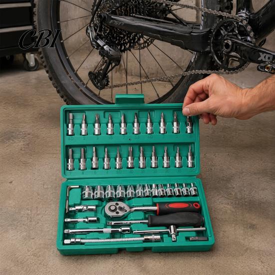 Automotive Repair Tools Professional Socket Wrench Set, Cr-V Steel Alloy Ratchet/Hex Multi-Bit Tool Portable Box Kit with Storage Case for Home