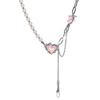Sweet Cool Y2K Pink Thorns Love Heart Necklace 2023 Korean  Thorns Chains Choker Collar For Women Lady Party Jewelry Gift