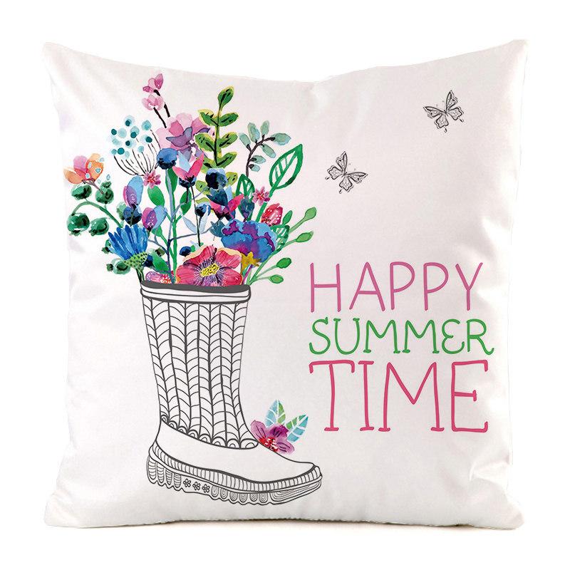 Home Decor Colorful Patterns: Happy Summer Time Pillows Pattern Cushion Cover Suitable for Sofa Bedroom Car Pillow Cover