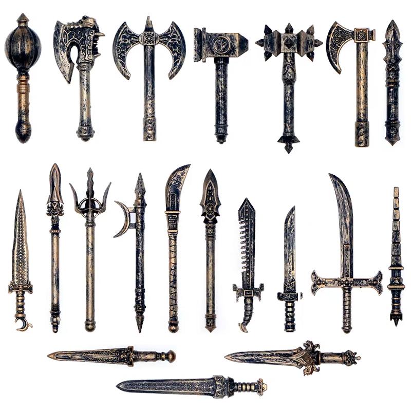 MOC Medieval Weapon Accessories for Building Blocks - Sword Shield Bow Axe Hammer Spear Gun Set